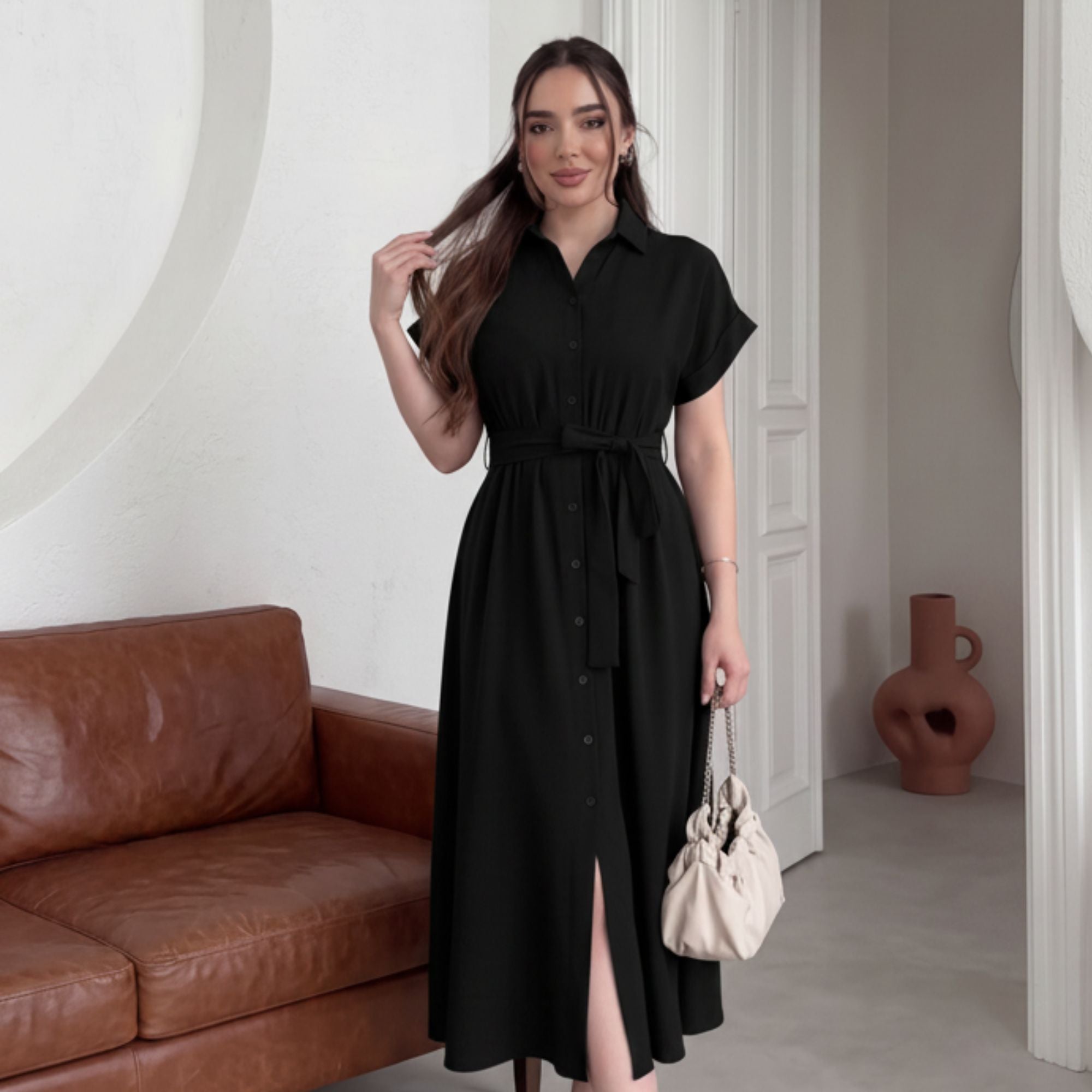 Robe Midi Noire Élégance