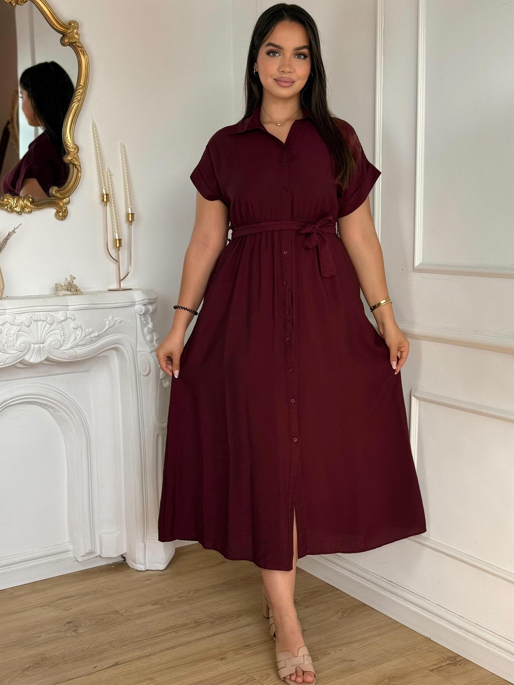 Robe Midi Bordeaux Élégance 🇹🇷