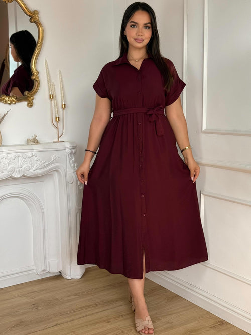 Robe Midi Bordeaux Élégance 🇹🇷