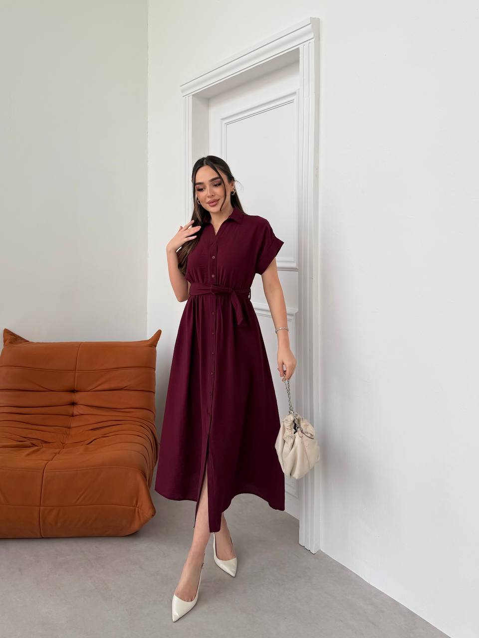 Robe Midi Bordeaux Élégance 🇹🇷