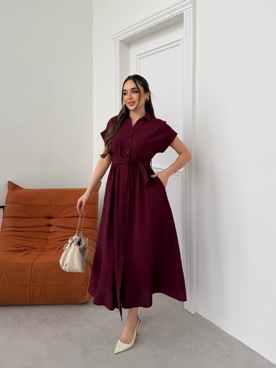 Robe Midi Bordeaux Élégance 🇹🇷
