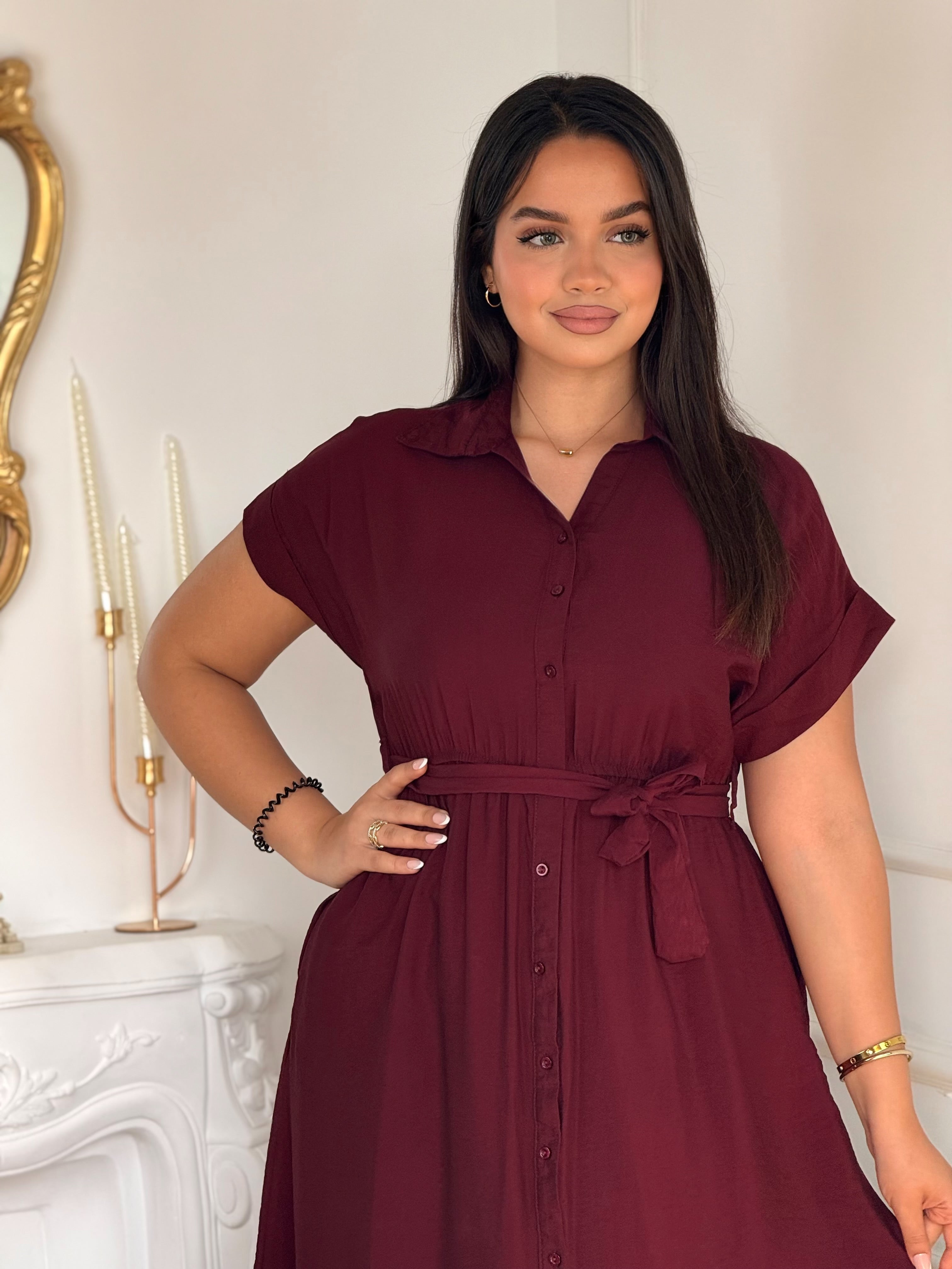 Robe Midi Bordeaux Élégance 🇹🇷