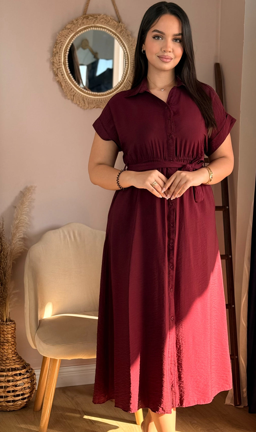 Robe Midi Bordeaux Élégance 🇹🇷
