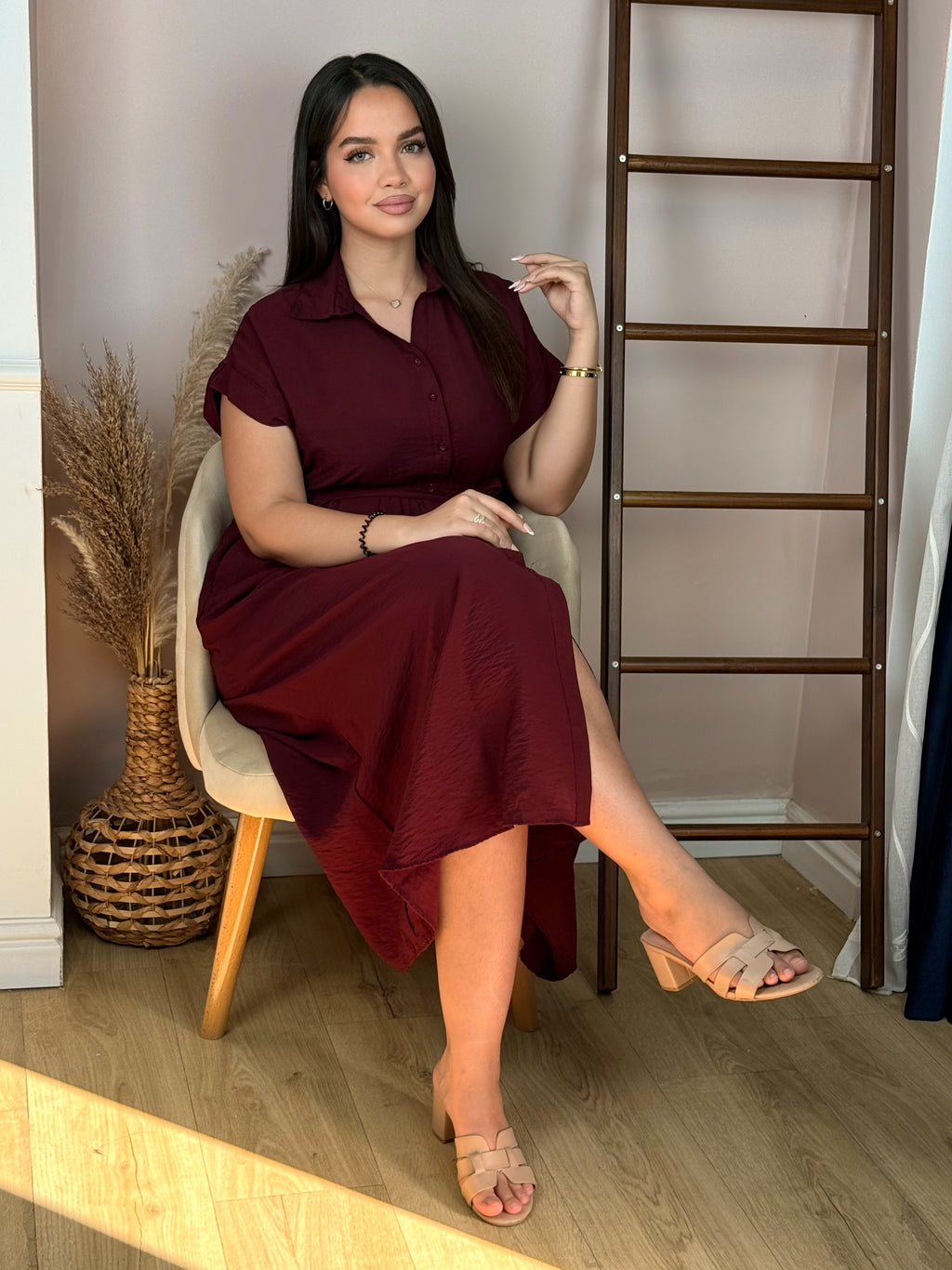Robe Midi Bordeaux Élégance 🇹🇷